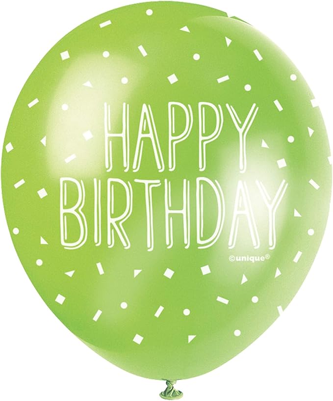 12" Latex Assorted Happy Birthday Balloons, Pack of 5