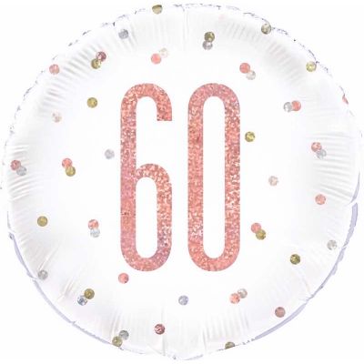 18" Foil Glitz Rose Gold 60th Birthday Balloon