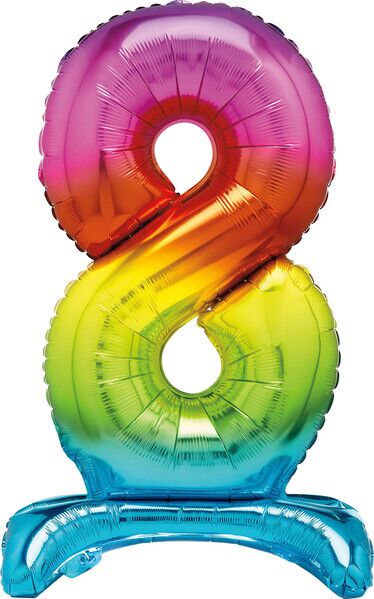 Giant Standing Foil Number 8 Balloon - 76 cm - Rainbow