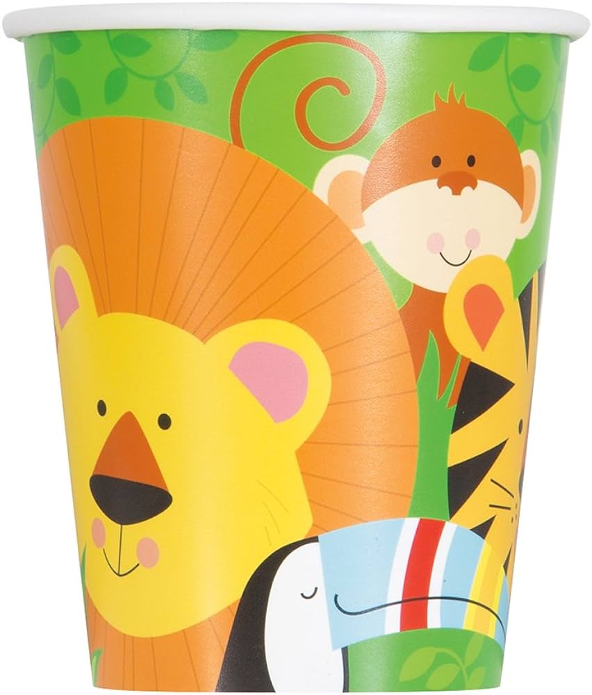 Paper Cups - 266 ml - Animal Safari Party - Pack of 8