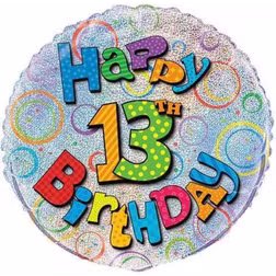 18" Foil Prism Happy 13th Birthday Balloon