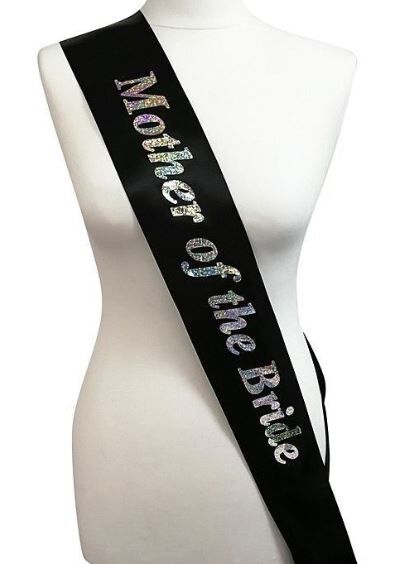 Black With Holographic Silver Foil ‘Mother Of The Bride’ Sash
