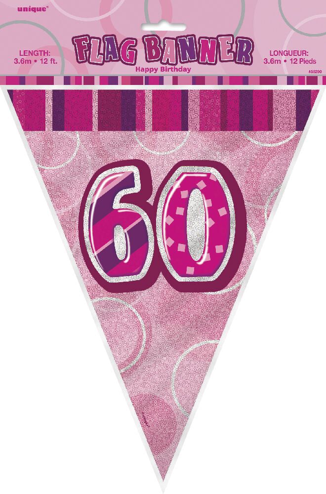 60th Pink Glitz Bunting