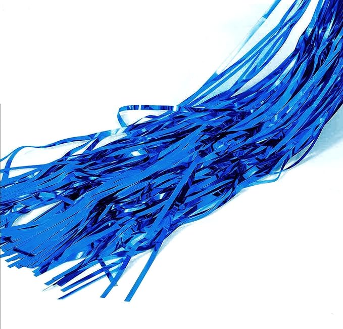 3pcs 2M X 1M Metallic Tinsel Curtains Aluminium Foil Flow Silk Curtain, Dark Blue - Image 2