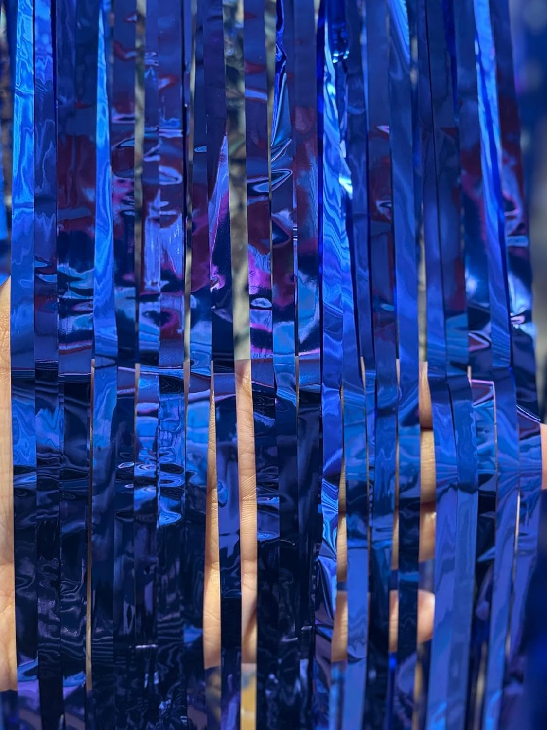 3pcs 2M X 1M Metallic Tinsel Curtains Aluminium Foil Flow Silk Curtain, Dark Blue - Image 5