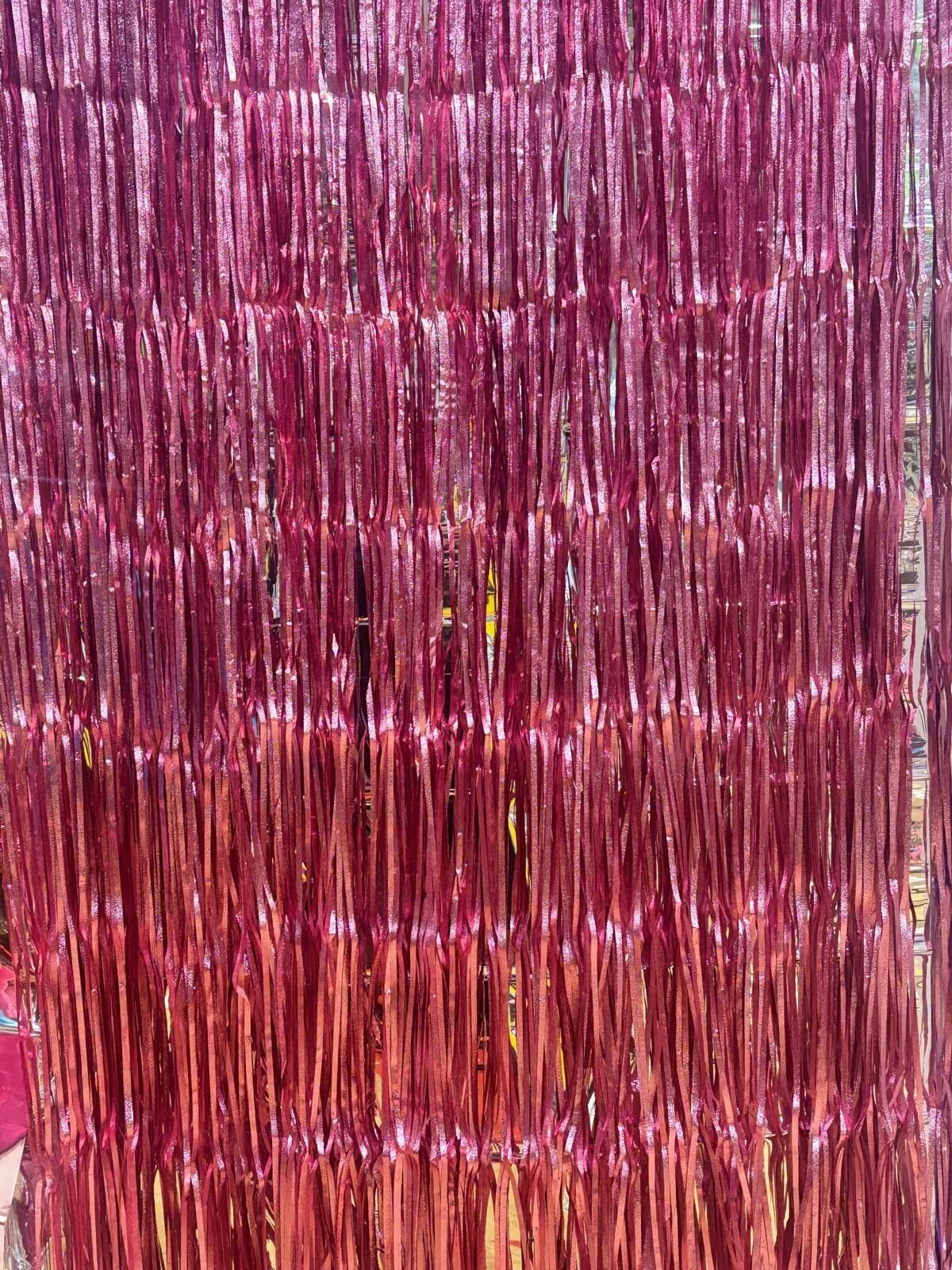 3pcs 2M X 1M Metallic Tinsel Curtains Aluminium Foil Flow Silk Curtain, Frosted Pale Pink - Image 4