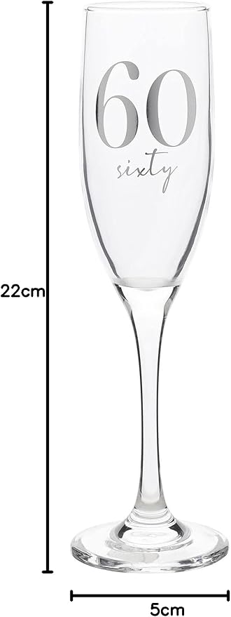 60th Birthday Champagne Flute Glass with Silver Detail - Image 2